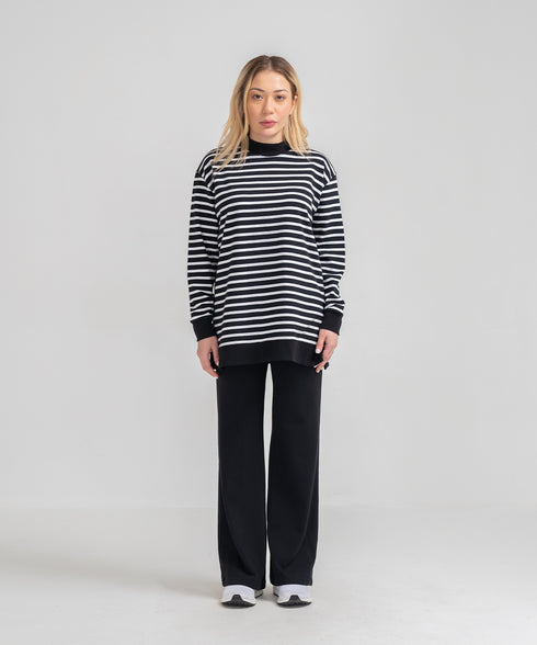 Women's Striped Mock Neck Set